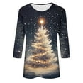 thumbnail image 5 of Gamivast Christmas Womens Shirts Plus Size Trees Snowflake Printed 3/4 Sleeve T-Shirt Winter Fashion Cute Graphic Crew Neck Casual Tunics Tops Xmas Holiday Outfits, 5 of 8