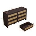 thumbnail image 2 of Aukfa Rattan 6 Drawers Dresser,Storage Cabinet for Living Room Bedroom & Kitchen, Reddish Brown, 2 of 7