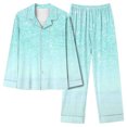 thumbnail image 1 of Puntoco Conjunto De Pijama De tops Y Pantalones Casuales De Manga Larga Con Estampado No Posicionado De Moda Informal Para Mujer (1 top + 1 Pantalón) Traje De Solapa De Manga Larga Azul Claro Xl, 1 of 5