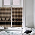 thumbnail image 4 of Kitchen Curtains 39 Inch Length, Retro Country Star Farmhouse Curtains & Drapes, Brown Black Buffalo Plaid Rod Pocket Window Curtains for Living Room/Bedroom/Bathroom, 27.5x39, 2 Panels, 4 of 5