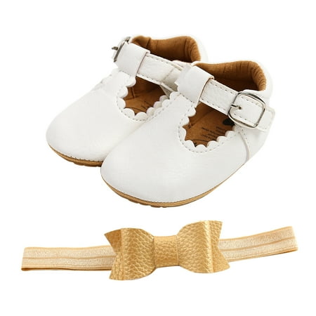 

NEGJ Prewalker Walking Soft Shoes& Girls Flat Boys Non-Slip Headband Sole Rubber Baby Baby Shoes