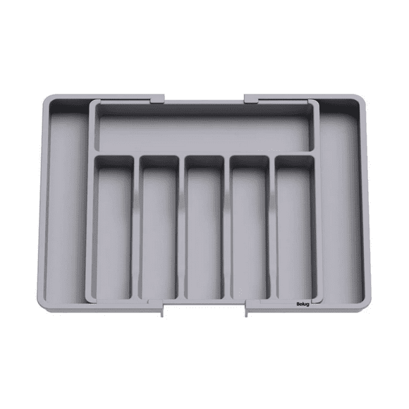 "Organizador Bandeja De Cubierto Extensible 8 Compartimientos Belug, Gris "