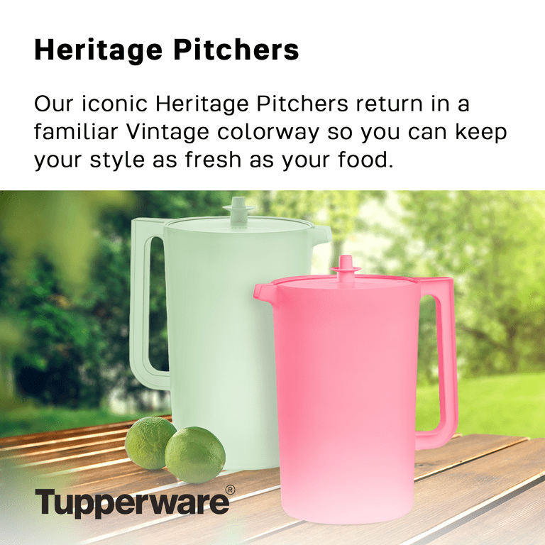 Tupperware Heritage 1 Gallon Plastic Pitcher with Lid, Pink