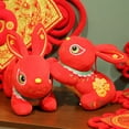 thumbnail image 6 of Guofeng Year of the Rabbit Plush Mascot Lying Rabbit Doll Red Chinese New Year Stuffed Toy Decorative Gift Lunar Festival, 6 of 6
