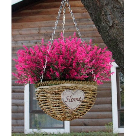 Sinhoon 16 Bundles Artificial Lavender Flowers for Outdoor Decoration, UV Resistant Fake Shrubs Garden Indoor Outdoor Decor (Fuchsia)