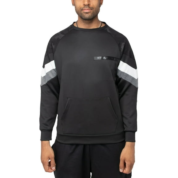 X RAY JEANS Mens XRAY Sport Crewneck Pullover, Black/Camo/Heather Grey, XL