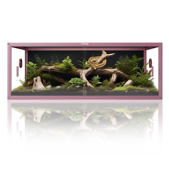 Phailozoo 85 Gallon Terrarium with Tempered Glass Doors, Front Opening and Top Screen Ventilation, 48"L x 24"W x 18"H