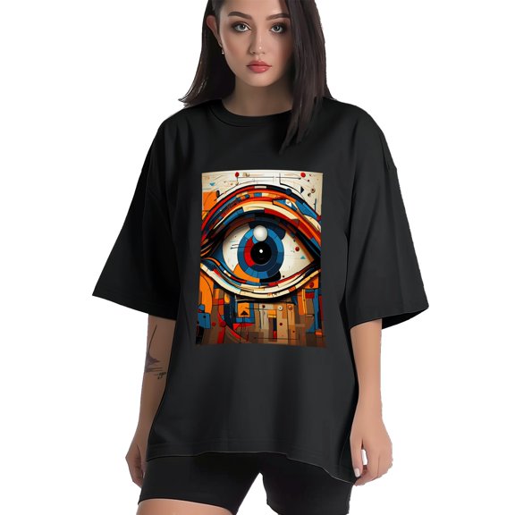 Plus Size Shirt for Women Black Tops for Women Short Sleeves Shirt for Women Eyes 2 T Shirt Crewneck Shirt for Women XS