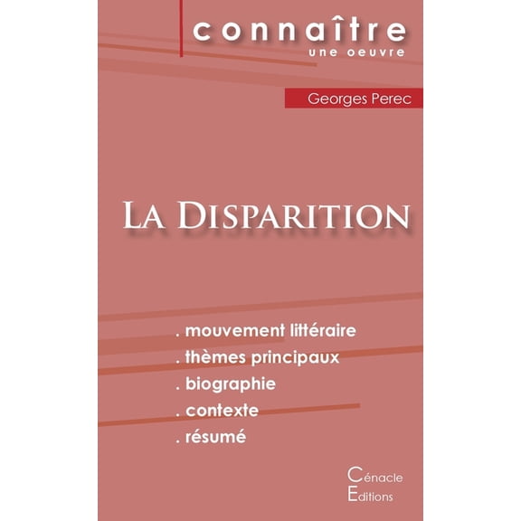 Fiche de lecture La Disparition de Georges Perec (Analyse littéraire de référence et résumé complet), (Paperback)