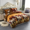 thumbnail image 4 of JML 3-Piece Floral Printed Sherpa-Backing Reversible Comforter Set Horse King, 4 of 5