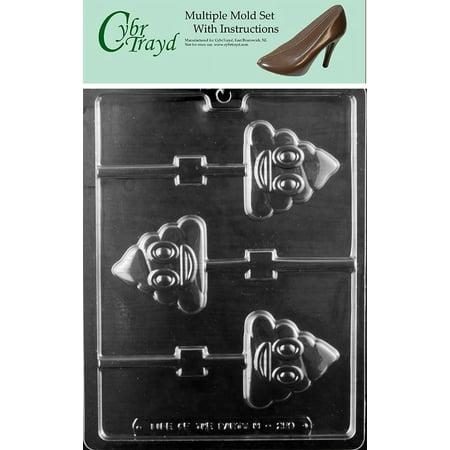 Poop Emoji Lolly Chocolate Candy Mold with Exclusive Cybrtrayd Copyrighted Molding Instructions, Pack of 3