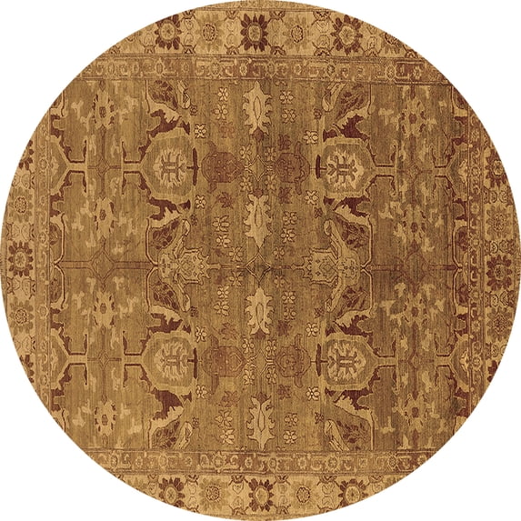 Ahgly Company Indoor Round Oriental Brown Traditional Area Rugs, 3' Round