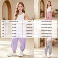thumbnail image 5 of 5-6 Years Juniors Girl's Bowknot Baggy Sweatpants Lightweight Straight Leg Athletic Pants With Pockets Cargo Pants for Fall and Winter Purple Casual Pants, 5 of 9