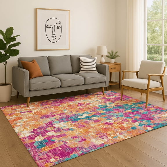 Addison Rugs Mayfield Premium Machine Washable Transitional Abstract Blush Rectangle Rug, 10' X 14' Machine Washable Transitional Abstract Blush Oversized Sherpa Throw Blanket