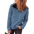 thumbnail image 1 of Chandails en Molleton à Manches Longues pour Femmes Col Quart 1/4 Zip Pull Décontracté Uni avec Poches (S-2TG), 1 of 6