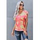 thumbnail image 2 of ABPHQTO Camiseta de Mujer Manga Volante Estampado Tie-dye Naranja, 2 of 5