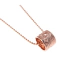 thumbnail image 3 of 14K solid pink rose gold hand engraved Hawaiian scroll 7.8mm barrel tube pendant, 3 of 4