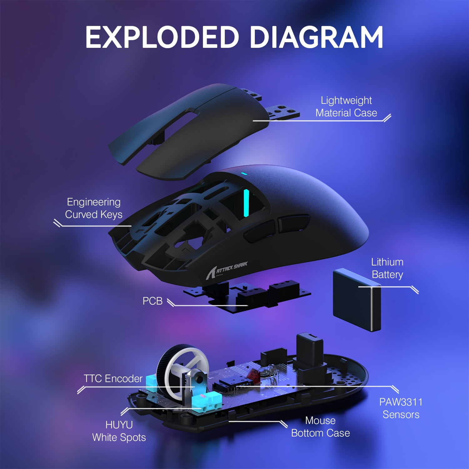 ATTACK SHARK X11 Wireless Gaming Mouse with RGB Charging Dock, Tri-Mode 2.4G/USB-C Wired/Bluetooth, 22000 DPI, PAW3311 Sensor, 5 Programmable Buttons, PC/Mac Compatible, Black