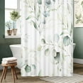 thumbnail image 2 of Eucalyptus Leaf Waffle Shower Curtains, Weighted Bottom Sage Green Spring Watercolor Botanical Plants Textured Fabric Bathroom Curtain Bathtub Home Decor Waterproof Washable with Metal Hooks, 2 of 6