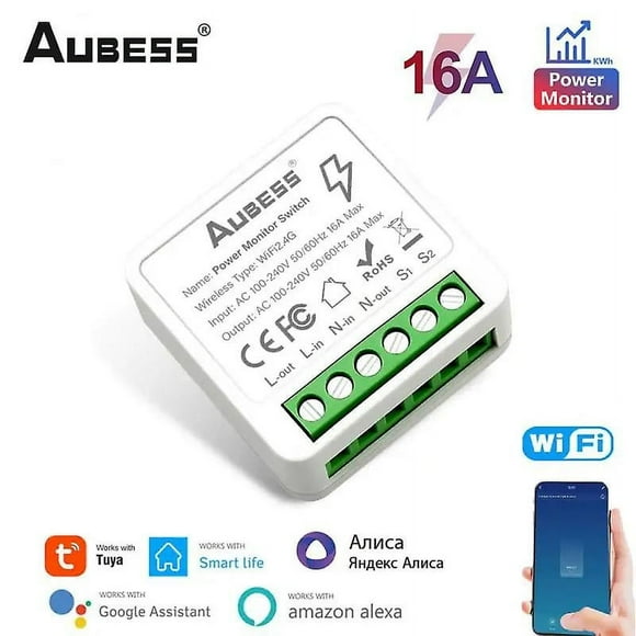 Wifi Tuya Smart Switch 16A Power Monitoring Mini DIY Automation Module