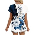 thumbnail image 4 of Craaazy Women's Floral Prints Spring Summer Beach Vacation Casual V-neck Short Sleeve T Shirts Gifts, 4 of 7