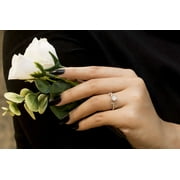 JeenMata Botanical Design - 1 Carat Round Brilliant Cut Moissanite - Solitaire Prong Set Engagement Ring - 18K Yellow Gold Plating Over Silver