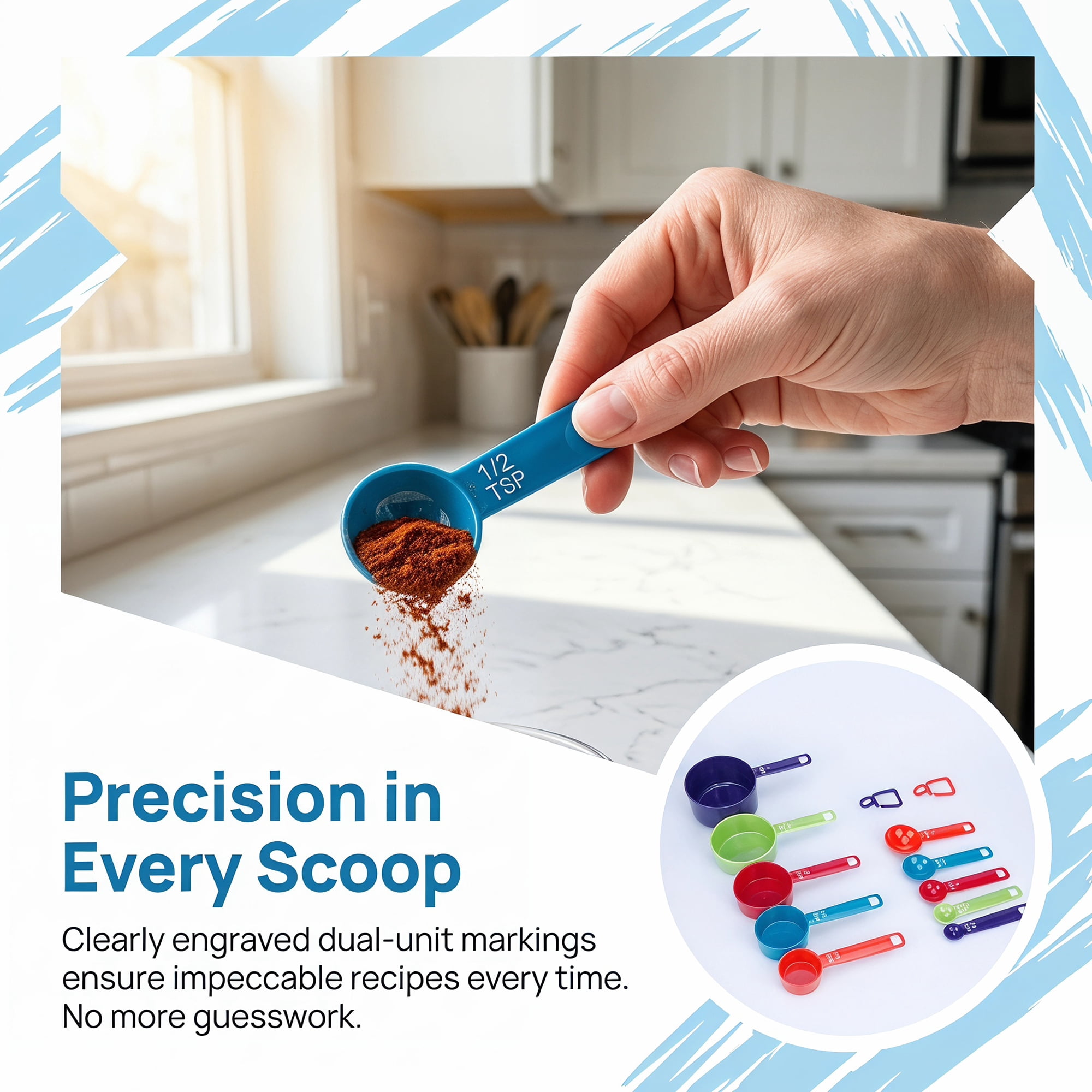 Unique Bargains Durable Plastic Measuring Spoons Set for Cooking Colorful 10Pcs