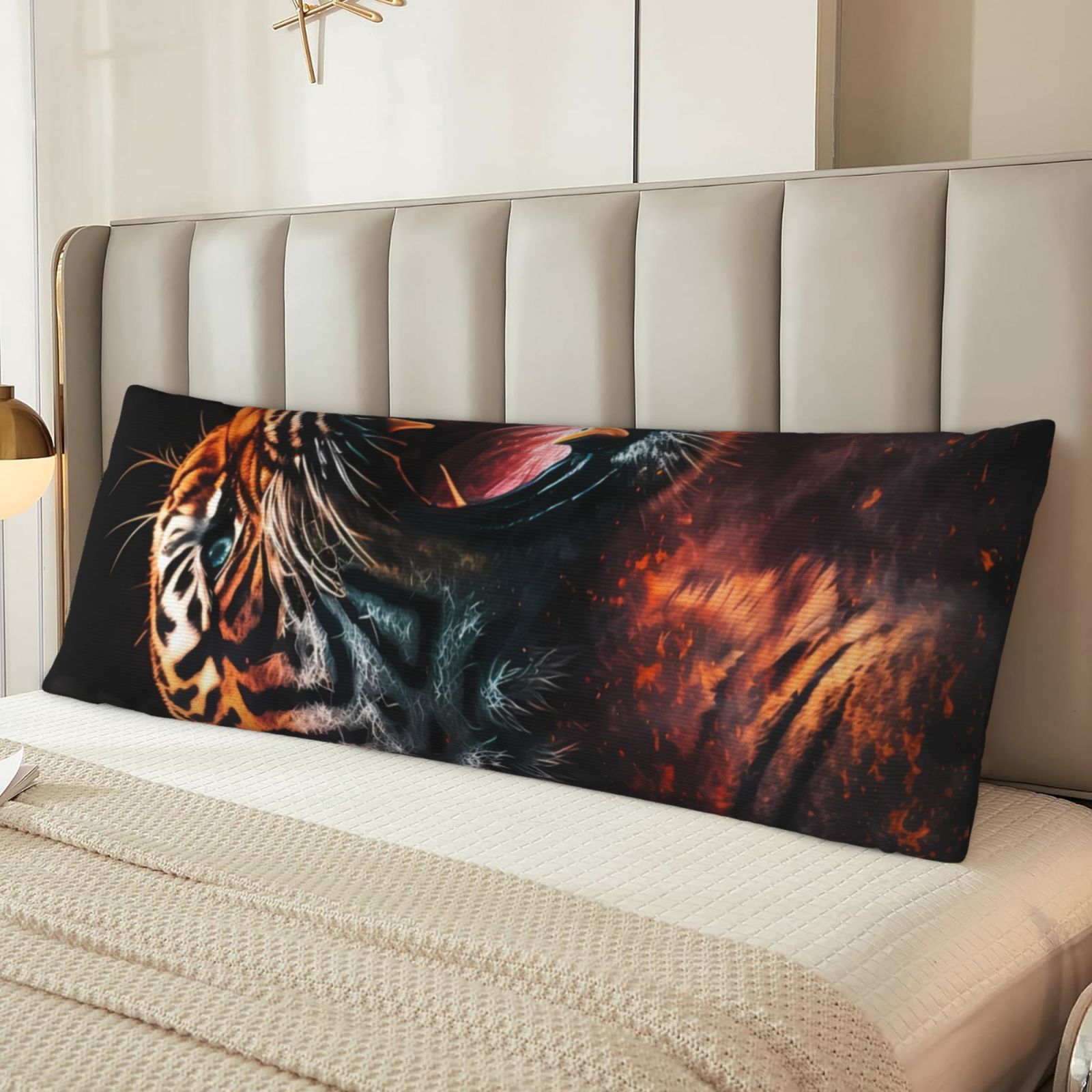 Naloa Cool Tiger Super Soft 20x60 Body Pillow Case,Long Side Hidden Zipper（PILLOWS ARE NOT INCLUDED）