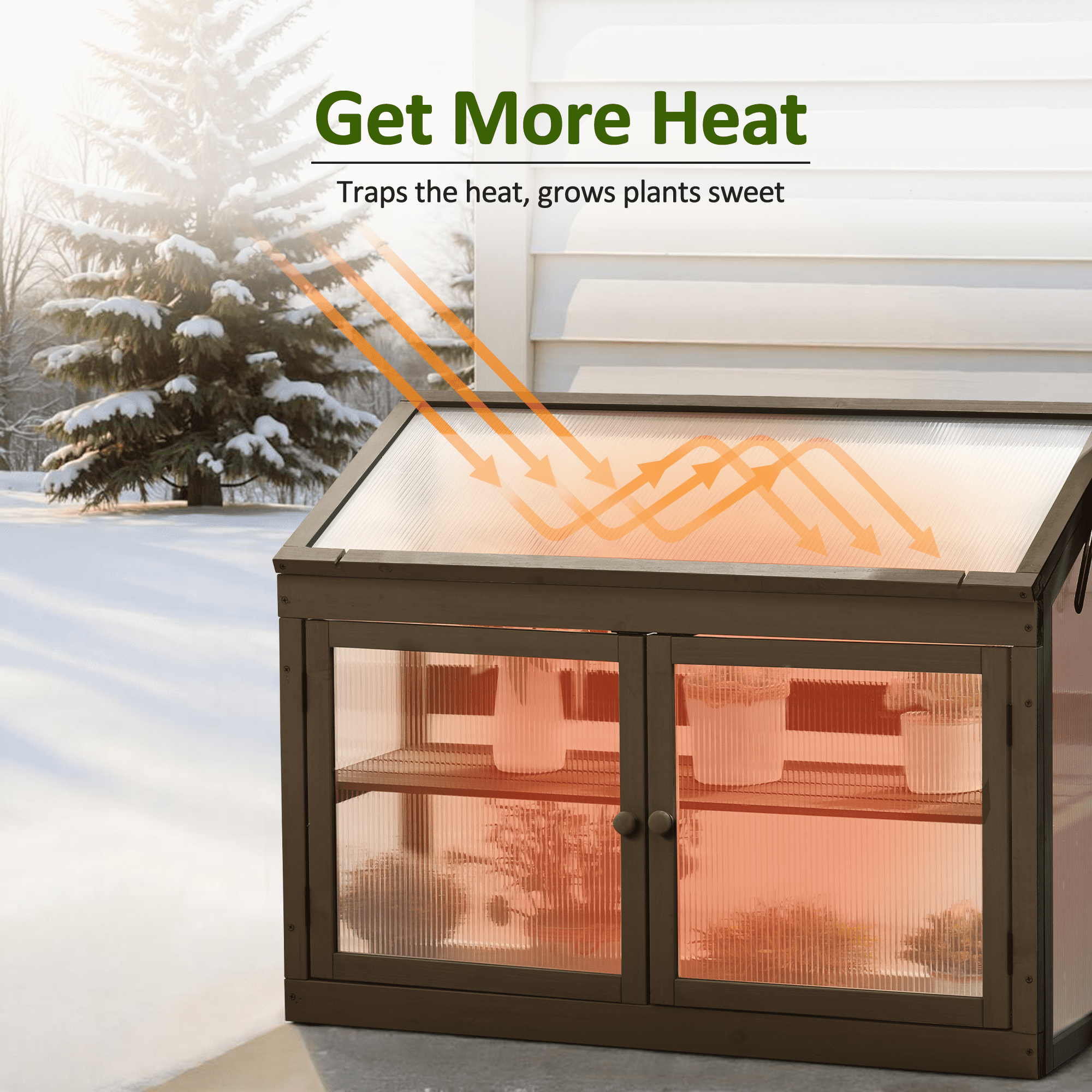 Mcombo 2-Tier Wooden Cold Frame Garden Greenhouse Raised Flower Planter Shelf Bed Protection 0160