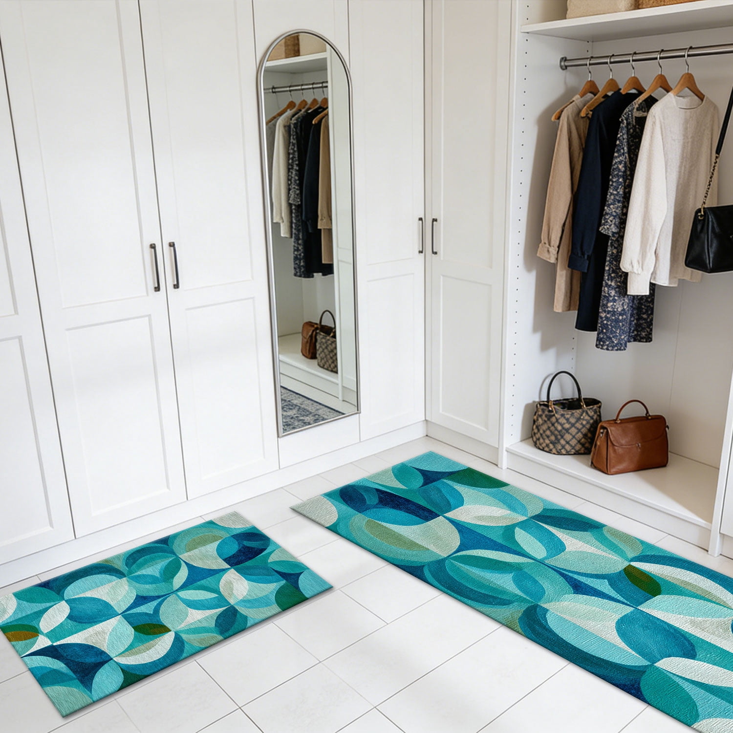 3 Piece Kitchen Rug Set, Non-Slip And Washable, Abstract Pattern Kitchen Hallway Rug, Soft And Comfortable, Suitable For Sinks, Floors, Entrances, Hallways and Bathrooms