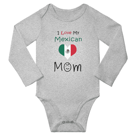 

I Love My Mexican Mom Baby Long Slevve Bodysuit (Gray 6-12 Months)