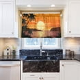 thumbnail image 4 of FREEAMG 36 Inch Length Kitchen Curtains Sunset Tree 2 Panels Half Window Sheer Curtains Rod Pocket Farmhouse Short Drapes for Bathroom Cafe Basement, 4 of 7