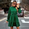thumbnail image 2 of Gibobby Vestidos de sueter para mujer Vestido casual de color liso con cuello alto y cintura para mujer(Verde,G), 2 of 5