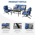 thumbnail image 4 of ALAULM 4 Piece Patio Furniture Set,Outdoor Metal Patio Furniture with Coffee Table & Rocking Chairs Conversation Set for Porch,Backyard,Poolside, Garden-Navy Blue, 4 of 9