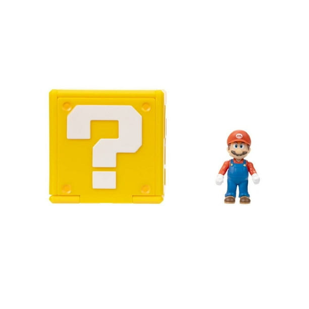 Minifigura del sapo de la película Super Mario Bros. con bloque de preguntas de 1,25 pulgadas