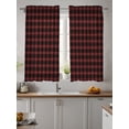 thumbnail image 2 of Black Red Buffalo Plaid Curtains 45 Inch Length, Sheer Curtains for Bedroom Living Room Window Geometric Classic Checkered Rod Pocket Voile Drapes Kitchen Curtains Small Half Window 42"x45" 2 Panels, 2 of 7