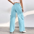 thumbnail image 5 of Women Casual Cargo Sweatpants High Waisted Drawstring Straight Leg Hiking Trousers With Functional Pockets For Everyday Wear Comfortable Sweatpants for Women Relaxed Fit Pant, 5 of 8