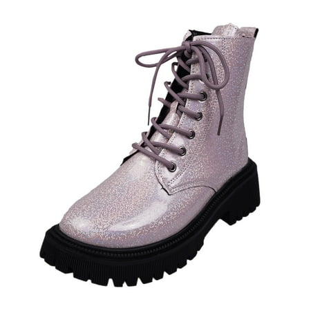 GHSOHS Boots for Women Pull on Pointed Toe Boots Ankle Booties Shoes Ankle Boots for Women British Thick Soles Lace Up Mid Leg Boots Bright Side Low Heel Ankle Boots Western Cowgirl Boots Size 37