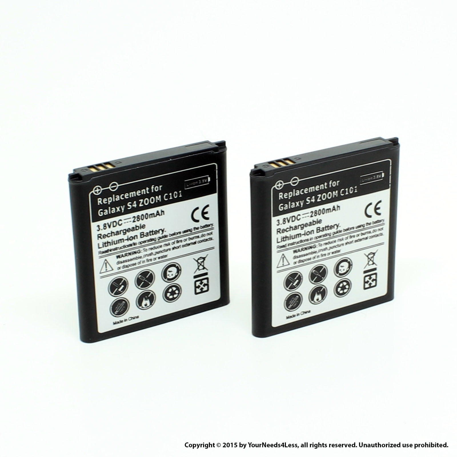 YN4L® 2 X 2800mAh Replacement Batteries for Samsung Galaxy S4 Zoom C101