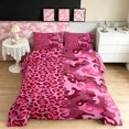 thumbnail image 2 of Manfei Fashion Leopard Camo King Size Comforter Sets, Contemporary Art Animal Print Comforters King Size, Deep Pink, Pink Reversible, 3 Pieces, 1 Comforter and 2 Pillowcases, 2 of 7