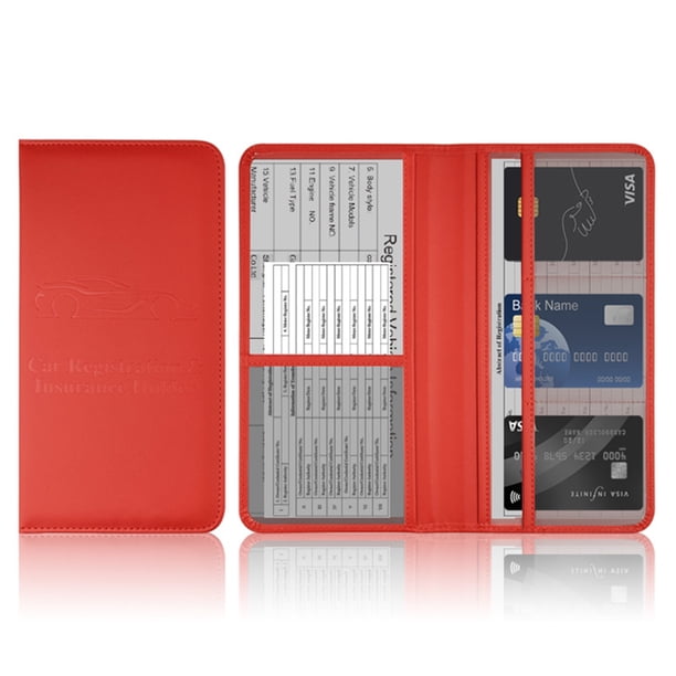 Estuche de Cuero de Licencia de Conducir, Caso Protector Del Documento de Datos de Registro Y Seguro Del Coche con Diseño Compacto Elegante