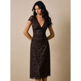 thumbnail image 2 of Women's Elegant Floral Print Mesh Midi Dress, Summer Fall Wedding Guest Dress, 2 of 7