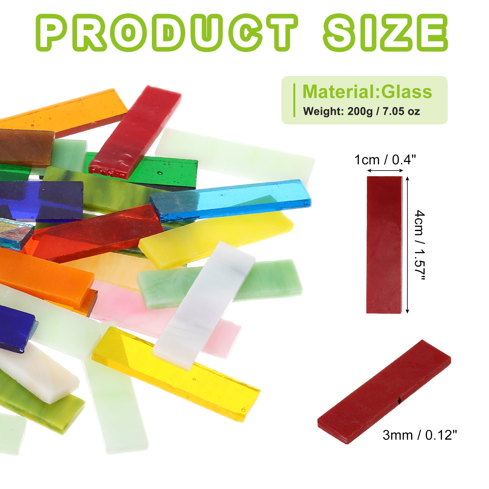 Stained Glass Strip, Mixed Color Mosaic Tiles 200g/7.05 oz