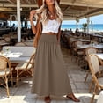 thumbnail image 3 of Wutalume Maxi Skirts for Women Flowy - High Waist Elastic Waist Solid Color Convertible Maxi Skirt Dress, 2-in-1 for Beach Vacation Summer Daily Wear,Coffee 2XL, 3 of 9