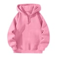 thumbnail image 3 of Essentials Hoodie for Women Bow Print Half Zipper Long Sleeve Hooded Casual Loose Fot Sweatshirts Pink, 3 of 3