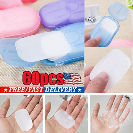 20pcs Portable Disposable Box Soap Paper Sheets Travel Hand Washing Scented