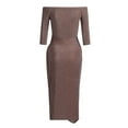 thumbnail image 4 of Outfmvch Women'S Formal Dresses Women'S Cocktail Dresses Women Off Shoulder High Slit Bodycon Dress Long Sleeve Dresses Party Dress Coffee L, 4 of 7