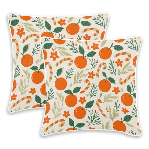 2 Pack Pillow Covers Orange Xmas Printed Decorative Pillow Case with Hidden Zipper, (No Pillow Insert)