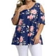 thumbnail image 5 of Camisa de mujer Blusa de manga corta con hombros descubiertos y estampado floral, azul, 5XL Inevent AP002473-25, 5 of 6