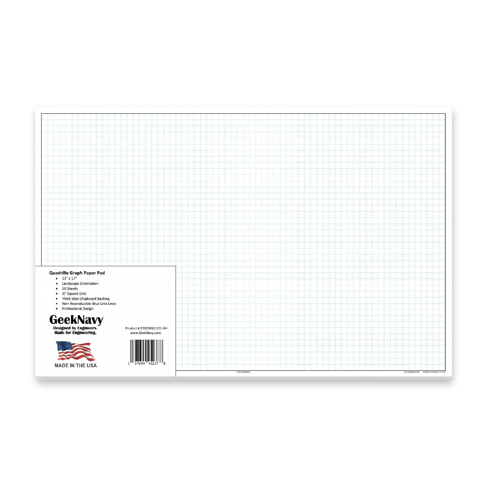 GeekNavy Quadrille Graph Paper Pad, 8.5″ x 11″ Portrait
